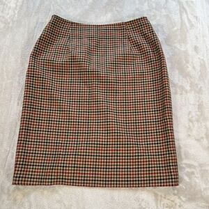 ViTG 80s HUGO BUSCATI Wool Plaid Sheath Skirt Womens 12 Knee Length Retro Preppy